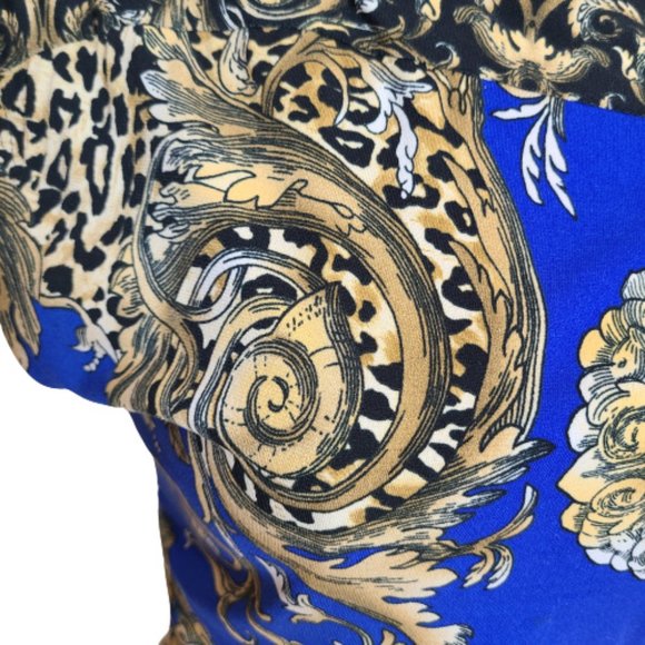 Stunning Just Cavalli Blue Baroque Print  Stretch Mini Dress - Size Small - Picture 8 of 16